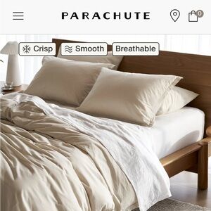 Parachute percale king sheet, 4 cases, & duvet in bone